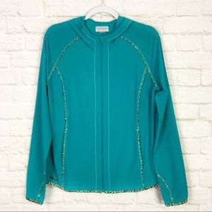 Chase54 Teal Cutout Lasercut Hooded Golf Jacket L
